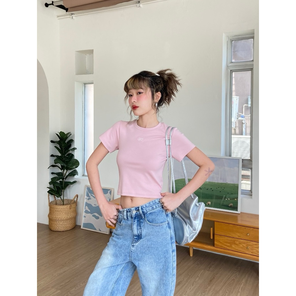 พร้อมส่ง Geschwisters"GWT Baby tee สีชมพู size M