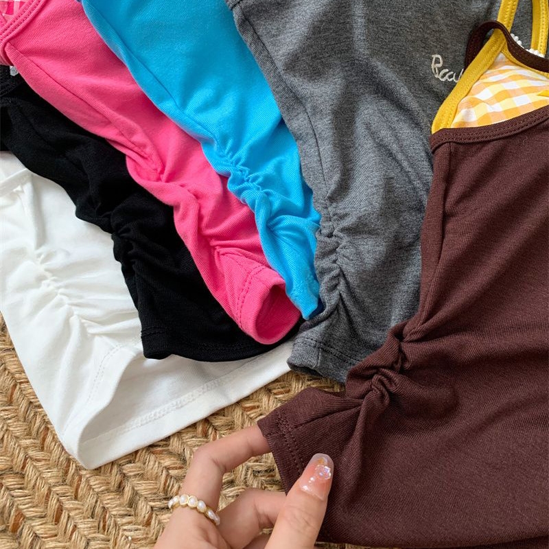 สไตล์อเมริกันร้อนฟั่นเสื้อกั๊กหญิงประกบ Jumpsuit Slim Fit สั้นด้านบนกับแผ่นหน้าอกฟองน้ำ - รูปที่ 3