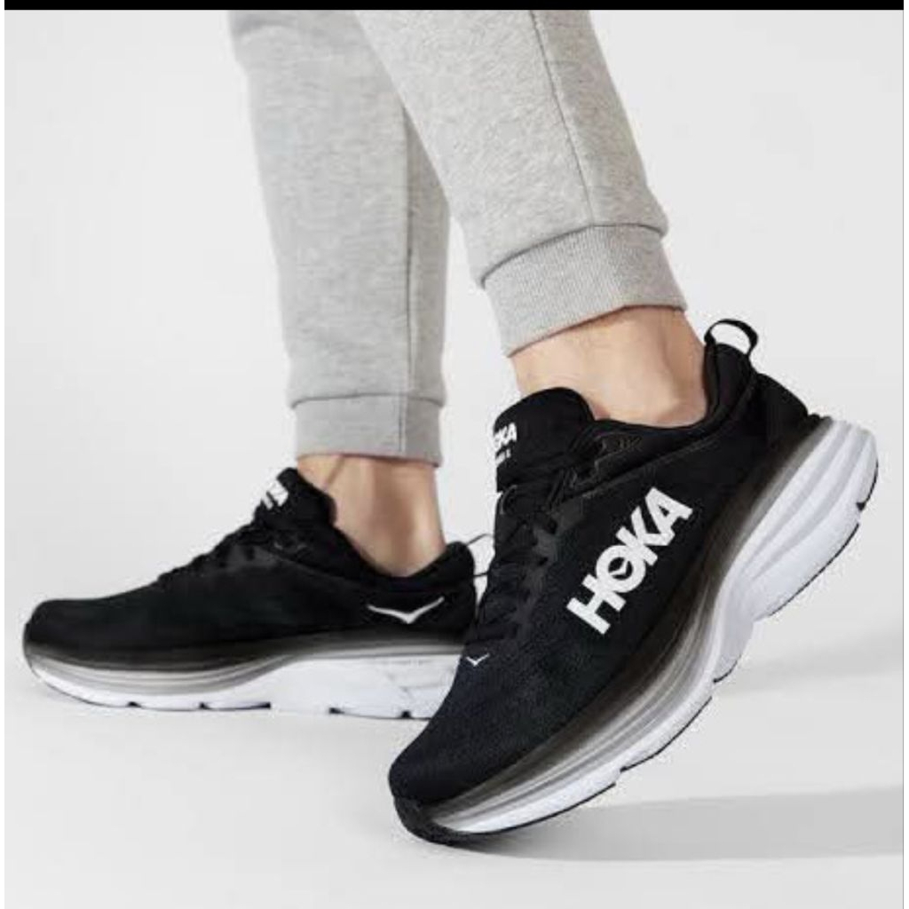 Hoka Bondi 8 Black White มือสองของแท้ สภาพดี รองเท้ามือสอง รองเท้าวิ่ง รองเท้ากีฬา รองเท้าวิ่งมือสอง