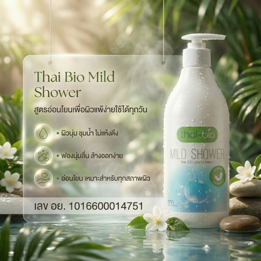 สบู่สะเก็ดเงิน Thai-Bio 500ml สูตรอ่อนโยน ลดลอก คัน ผิวแพ้ง่าย ไม่มีสารเคมี ไม่มีสเตียรอยด์ ไม่แต่งสีและกลิ่น ราคา ถูกที่สุด ดีลบีเคเค แกลเลอรีภาพที่ 9