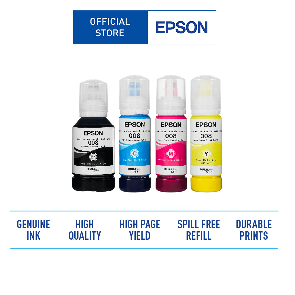 Epson หมึกเบอร์ 008 Black / Cyan / Magenta / Yellow ink bottle (Pigment)