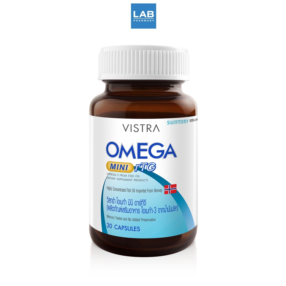 Vistra Omega Mini rTG 30 Capsules วิสทร้า โอเมก้า มินิ อาร์ทีจี 30 แคปซูล (ผลิตภัณฑ์เสริมอาหาร โอเมก้า-3 จากน้ำมันปลา)
