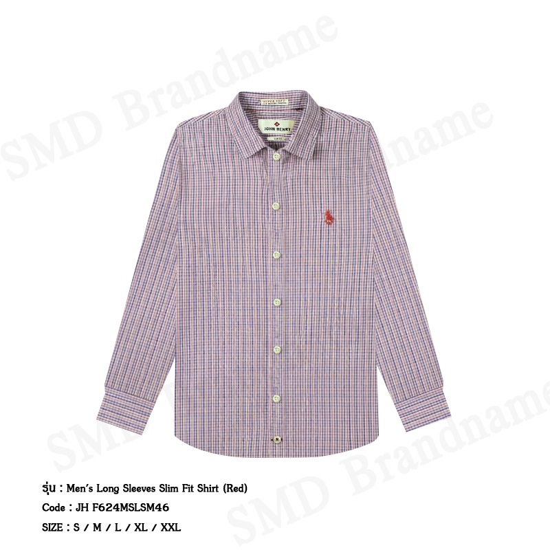 John Henry เสื้อเชิ้ตแขนยาวผู้ชาย รุ่น Men's Long Sleeves Slim Fit Shirt (Red) Code: JH F624MSLSM46