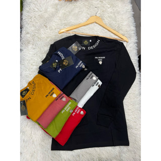 T..ใหม่ แขนยาวจั๊มPN(สกรีนคอ)ปักปิ๊กsmlxlชายหญิงใส่ได้