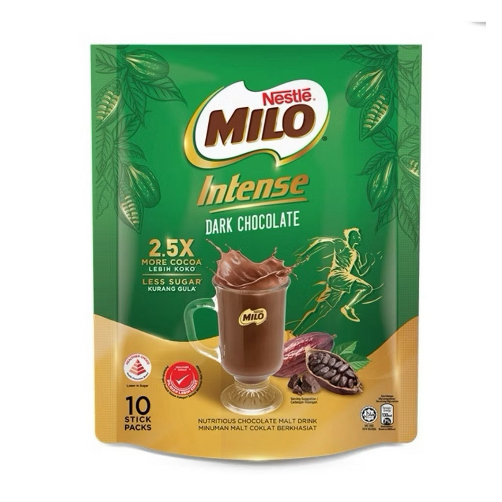 Milo สูตรดาร์กช็อกโกแลต และหวานน้อย 1 ห่อ 10 ซองย่อย มีฮาลาล