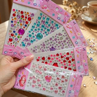 [พร้อมส่ง] สติ๊กเกอร์ คริสตัล เพชร ไข่มุก รูปหัวใจ ดอกไม้ DIY Crystal Diamond Pearl Handmade Sticker ตกแต่ง งานฝีมือ