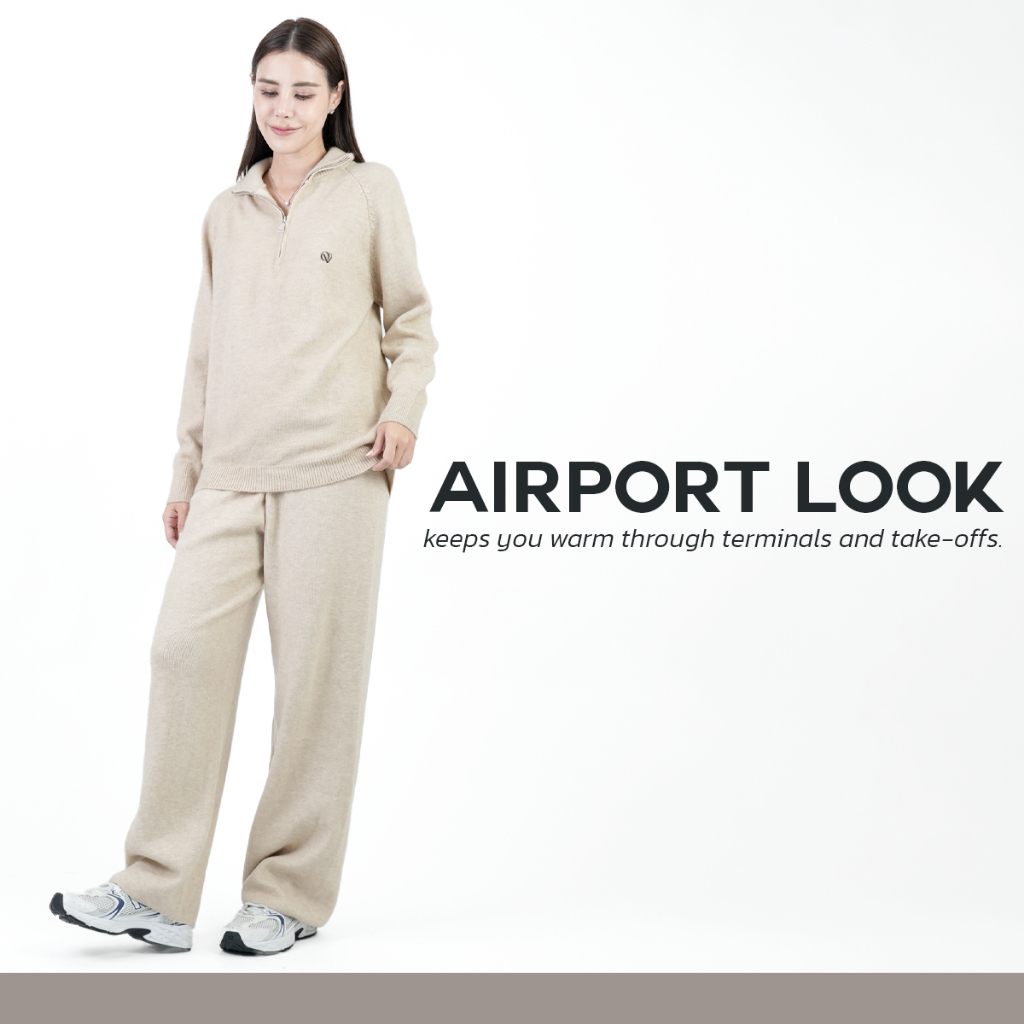 Overchills AIRPORT LOOK SET ชุดเซตแขนยาวไหมพรม OVERSIZE 1 เซต มี 2 ชิ้น เสื้อ+กางเกง รูปที่ 2