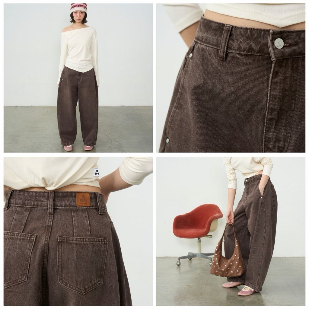 AMUSE BKK - Irene jeans กางเกงยีนส์ทรงบอลลูน รุ่นนี้ทรงขาใหญ่ สไตล์เทสๆ ผ้ายีนส์เนื้อหนา รูปที่ 5