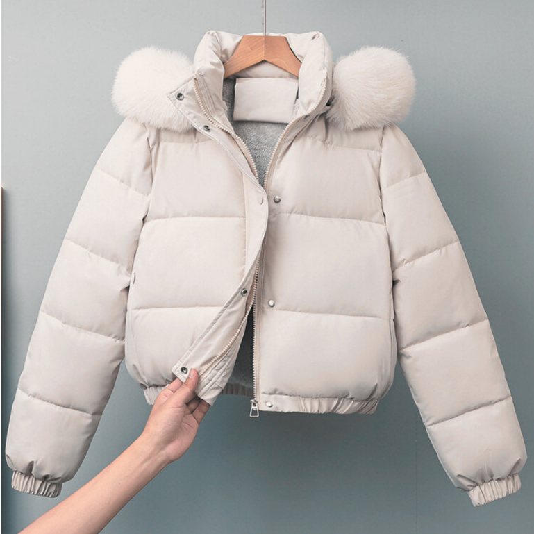 LIKE COAT (LCA02X) เสื้อแจ็คเก็ตมีฮู้ดขนเฟอร์บุขนอุ่นมาก โค้ทสั้นบุขนเฟอร์ ทรงครอป มีหมวกฮู้ดเฟอร์ถอดได้