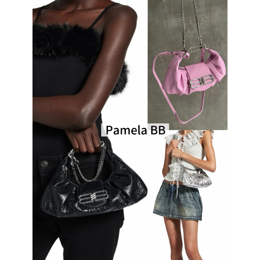 🧡 100% ของแท้ 26SS Baleciaga Pamela BB หนังแกะวัสดุกระเป๋าถือ 👜