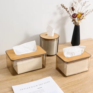กล่องใส่ทิชชู่ โปร่งใส มีฝาปิด มีหลายขนาด Tissue Box กล่องเก็บทิชชู่ กันฝุ่น ดีไซน์เรียบหรู Simple Living
