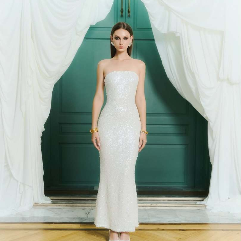 Deform_official - Ombre white sequin tube dress (After party dress)