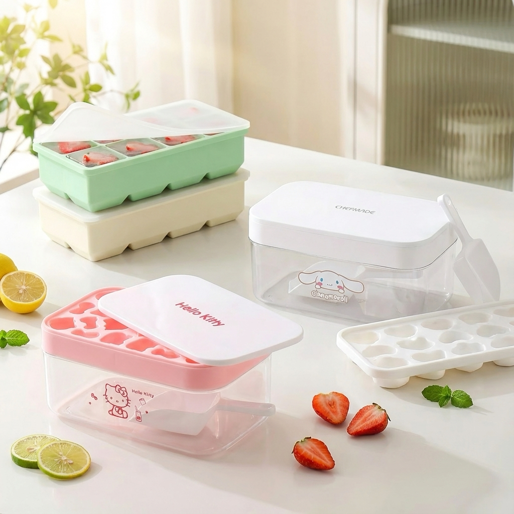 🧊แม่พิมพ์น้ำแข็งซิลิโคน Ice Cube Molds พร้อมฝาปิด ถาดน้ำแข็งซิลิโคน Food-Grade ปลอดภัย ใช้งานง่าย ล้างสะดวก