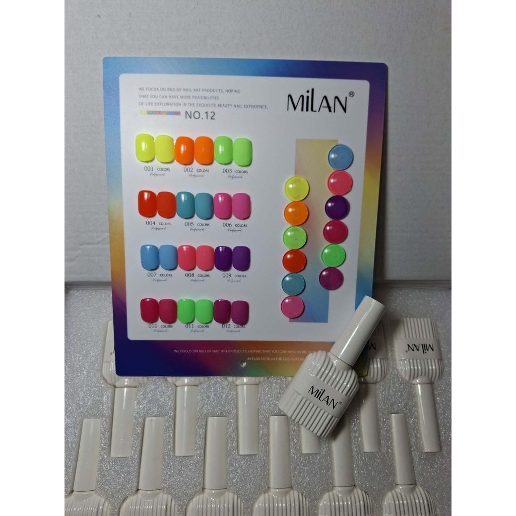 เชตสีเจล MiLan 12 สี แถมชารจโชร์( พร้อมส่งจากไทย)   Set NO.12  ขวด  ขนาด 15ml