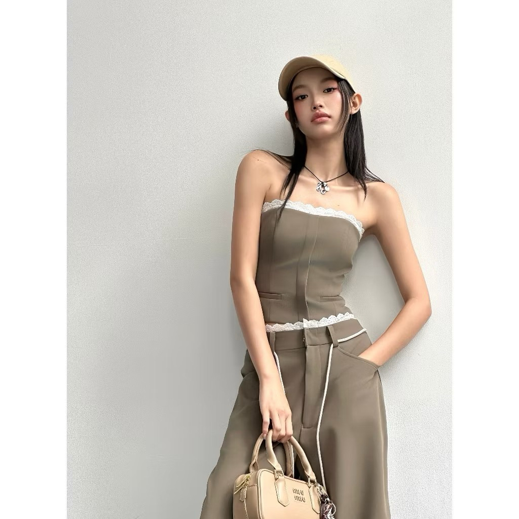 ส่งต่อ ชุดเวียดนาม set เสื้อ+กางเกง Size S แบรนด์ Hoo design