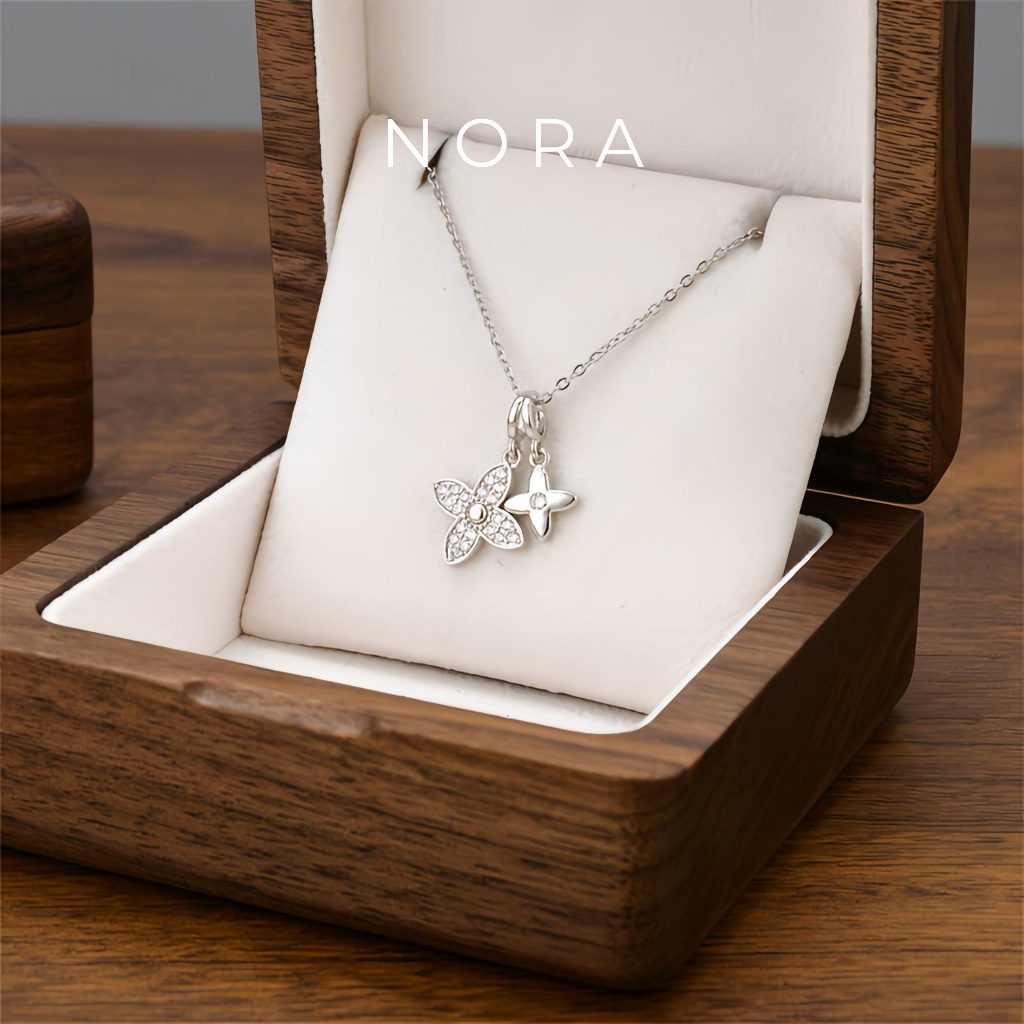 Jewelry สร้อยคอแฟชั่น จี้รูปใบโคลเวอร์สี่แฉก สร้อยคอเงิน สร้อยคอจี้หรูหรา สร้อยคอทองคำขาว N251303 - รูปที่ 3