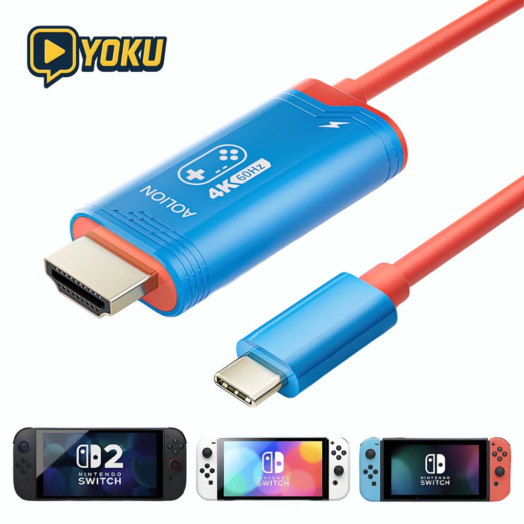 DOCK แบบพกพา Nintendo Switch2/Switch/Switch Oled USB C อแดปเตอร์ 2m รองรับการชาร์จ PD100W สาย ที่จำเป็นสำหรับการเดินทาง