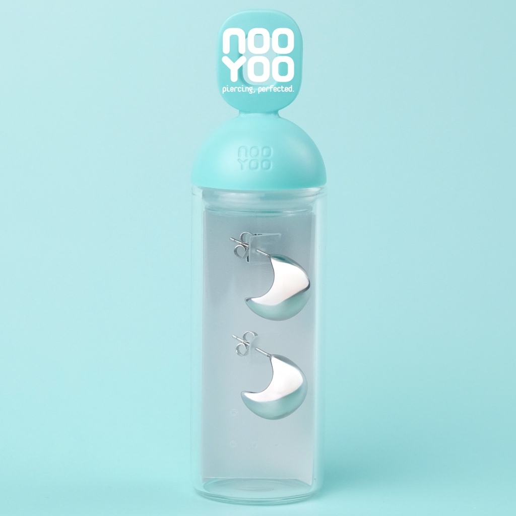 NooYoo ต่างหูสำหรับผิวแพ้ง่าย The Puffy Moon Surgical Steel (สีเงิน/สีทอง) - รูปที่ 2