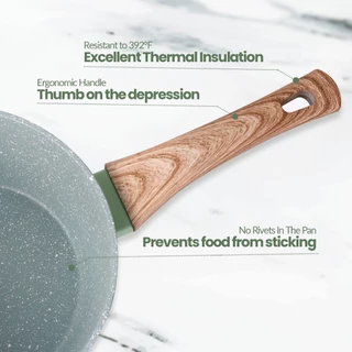 Terra Craft หม้อนมไม่ติด พร้อมฝาปิด และ สแตนเลส เรือกลไฟ ปลอด PFOA สำหรับการทำอาหารที่หลากหลาย16/20cm