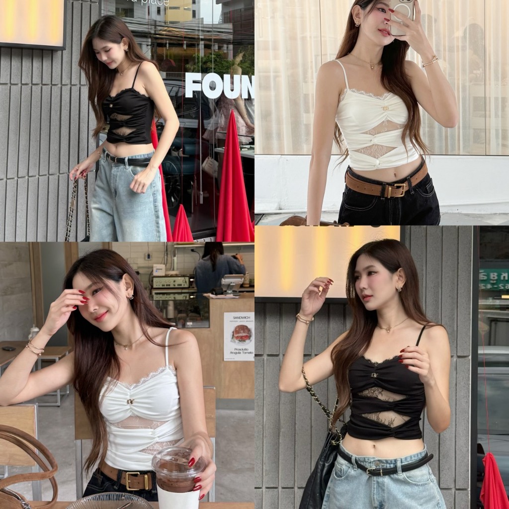 NICHARIS - สายเดี่ยวแต่งลูกไม้ รุ่น Darin Lace Top