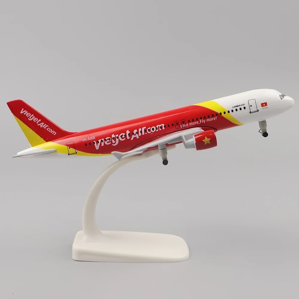 [20CM] โมเดลเครื่องบิน Vietjet Airlines A320 (Air Craft Metal Model)  มีล้อ และขาตั้งโชว์ - ของขวัญ ของสะสม ของตั้งโชว์