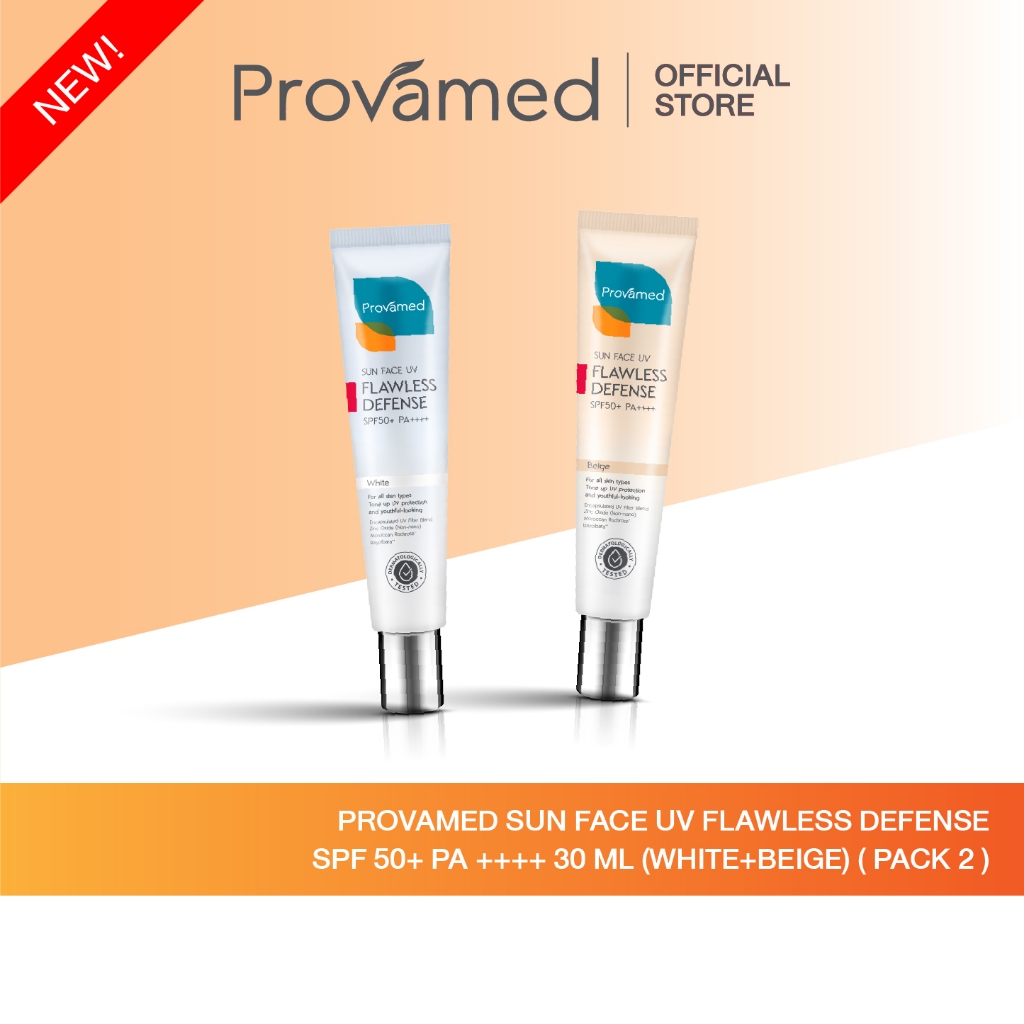 [NEW] PROVAMED SUN FACE UV FLAWLESS DEFENSE SPF50+ PA++++ (BEIGE / WHITE) 30 ML