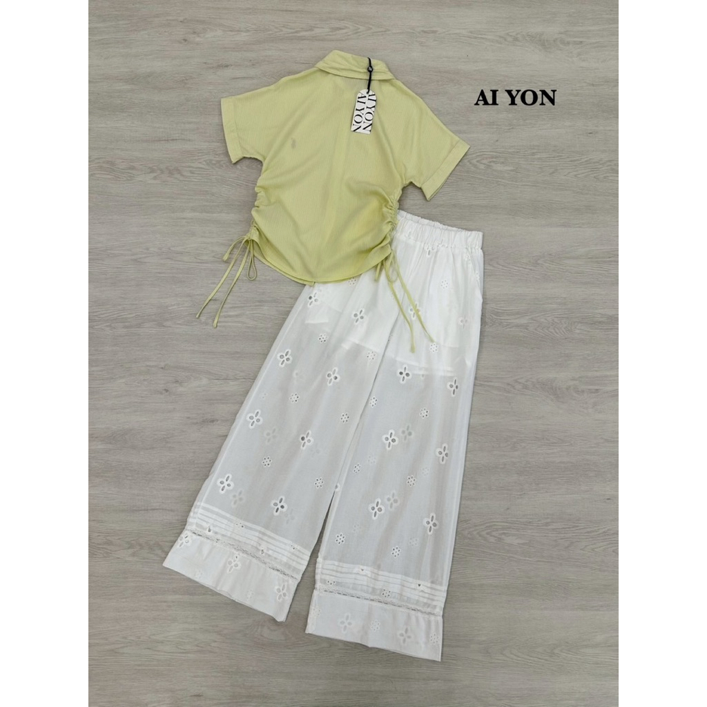 Aiyon Set เสื้อเชิ้ตแขนสั้น+ขายาวฉลุ - รูปที่ 3