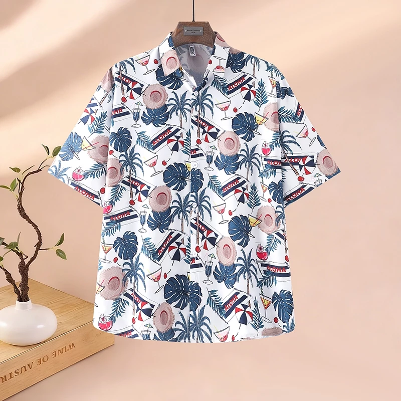 เสื้อเชิ้ตปกฮาวาย แขนสั้น ลายดอก ผ้าไหมอิตาลี สไตล์เกาหลี thumbnail 4