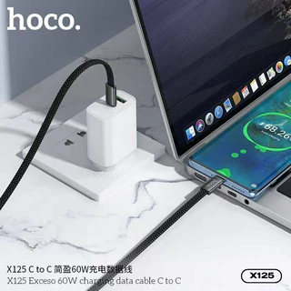 สายชาร์จเร็ว+ส่งข้อมูล ชาร์จเร็ว 60W HOCO X125 TC-TC/TC-iOS สายไนลอนถักยาว 1 เมตร Ultra-Slim บางเบา ทนทาน