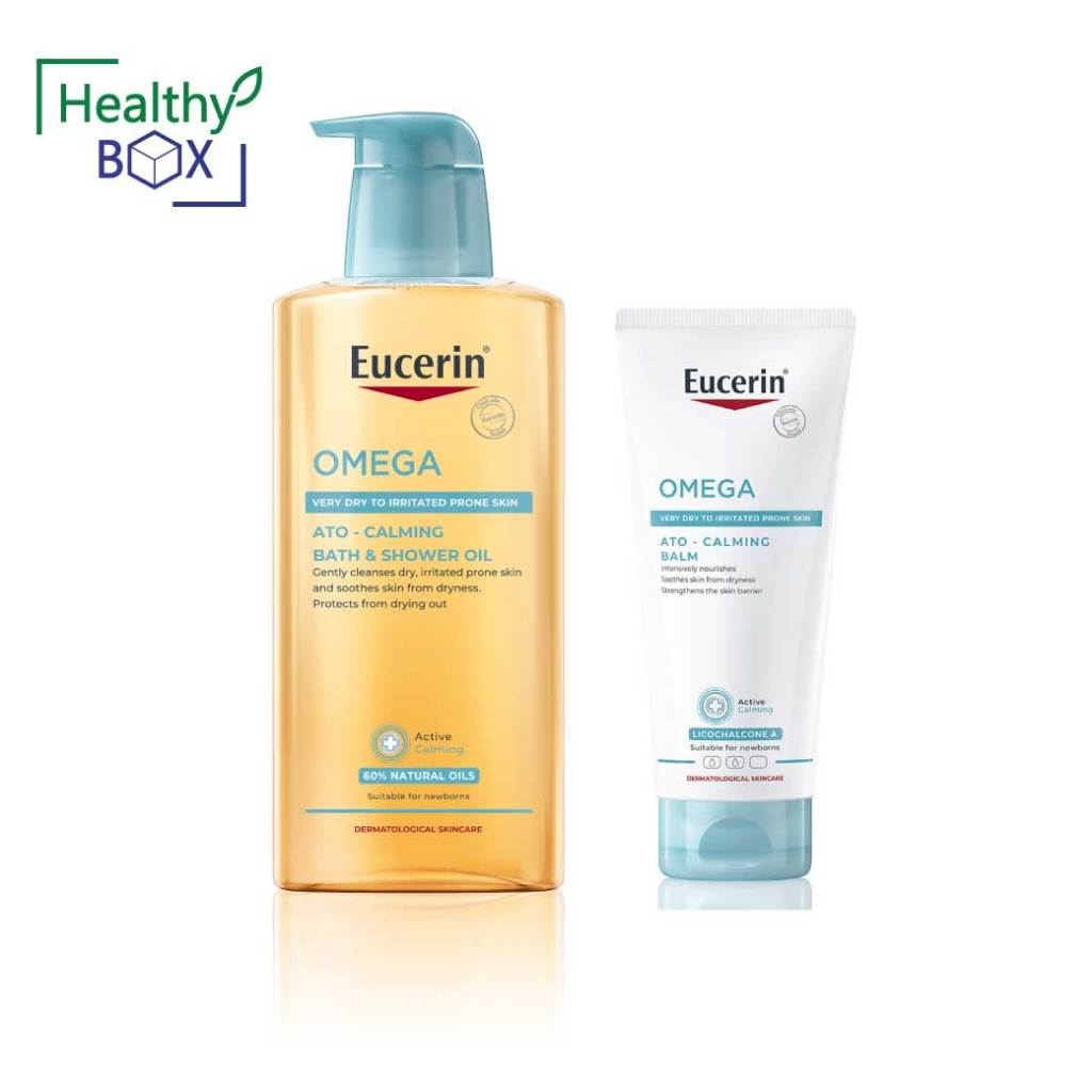 EUCERIN Omega Ato-Calming Bath&Shower Oil 400ml.+Omega Ato-Calming Balm 200ml.