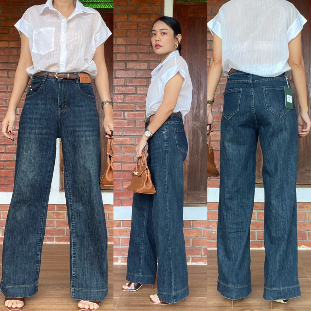 กางเกงยีนส์ขากระบอกซิปกระดุมผ้ายืด เอว26-40 (1822) - รูปที่ 2