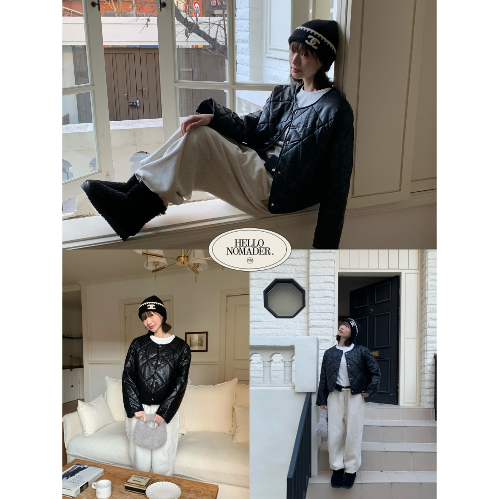 NOMADE.& พร้อมส่ง Slow leather Jacket {เสื้อแจ็กเก็ตหนังคอกลม}