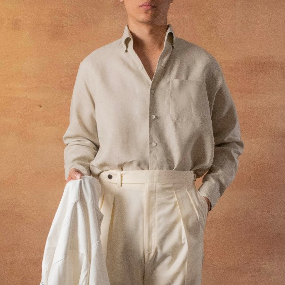 [OPCS-LN-BEIGE] เสื้อเชิ้ตลินิน One Piece Collar Shirt - Classic Shirt