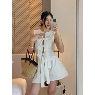 กางเกงขาสั้นเอวสม้อคผ้าคอตต้อนลินิน | Cotton bloom short |