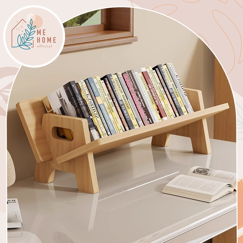 หนังวางหนังสือทรงเก้าอี้ ชั้นวางหนังสือไม้เอียง โทนมูจิ ตั้งโต๊ะสวย แข็งแรง ใช้งานสะดวก วางโต๊ะอ่านหนังสือหรือโต๊ะทำงาน