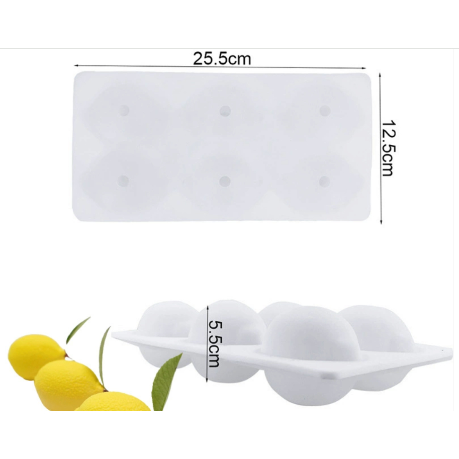 แม่พิมพ์ซิลิโคน เลม่อน มะนาว 6 ช่อง 3D 5*7.8*5.5 cm 100 g 005404 สีสุ่มไม่สามารถเลือกสีได้