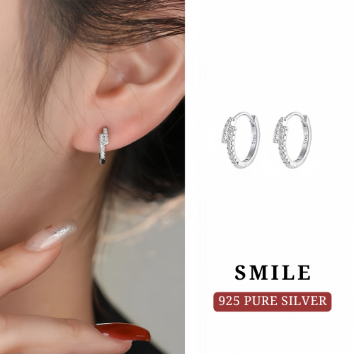 MEET💕ต่างหูเงิน Smile ต่างหูแฟชั่น ต่างหูห่วง ตุ้มหูเงินแท้925 ต่างหูผู้หญิง ต่างหูเกาหลี