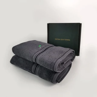 Getha ผ้าเช็ดตัวรุ่น Lux Towel ผ้า Cotton 100% พรีเมียมระดับ 5 ดาว นุ่มและซับน้ำได้ดี สี Dark Grey