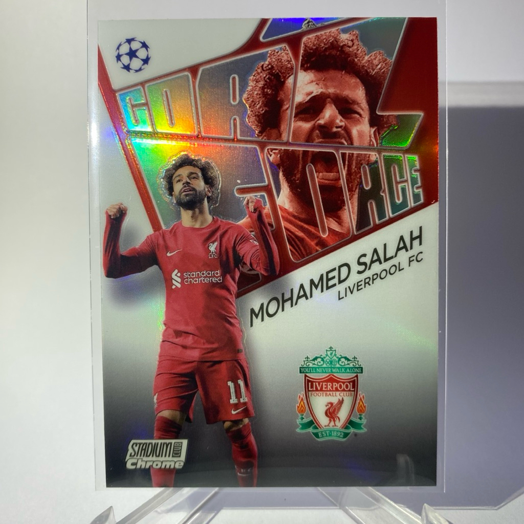 การ์ดนักฟุตบอล MOHAMED SALAH , LIVERPOOL, GOAL FORCE , TOPPS STADIUM CHROME 2023