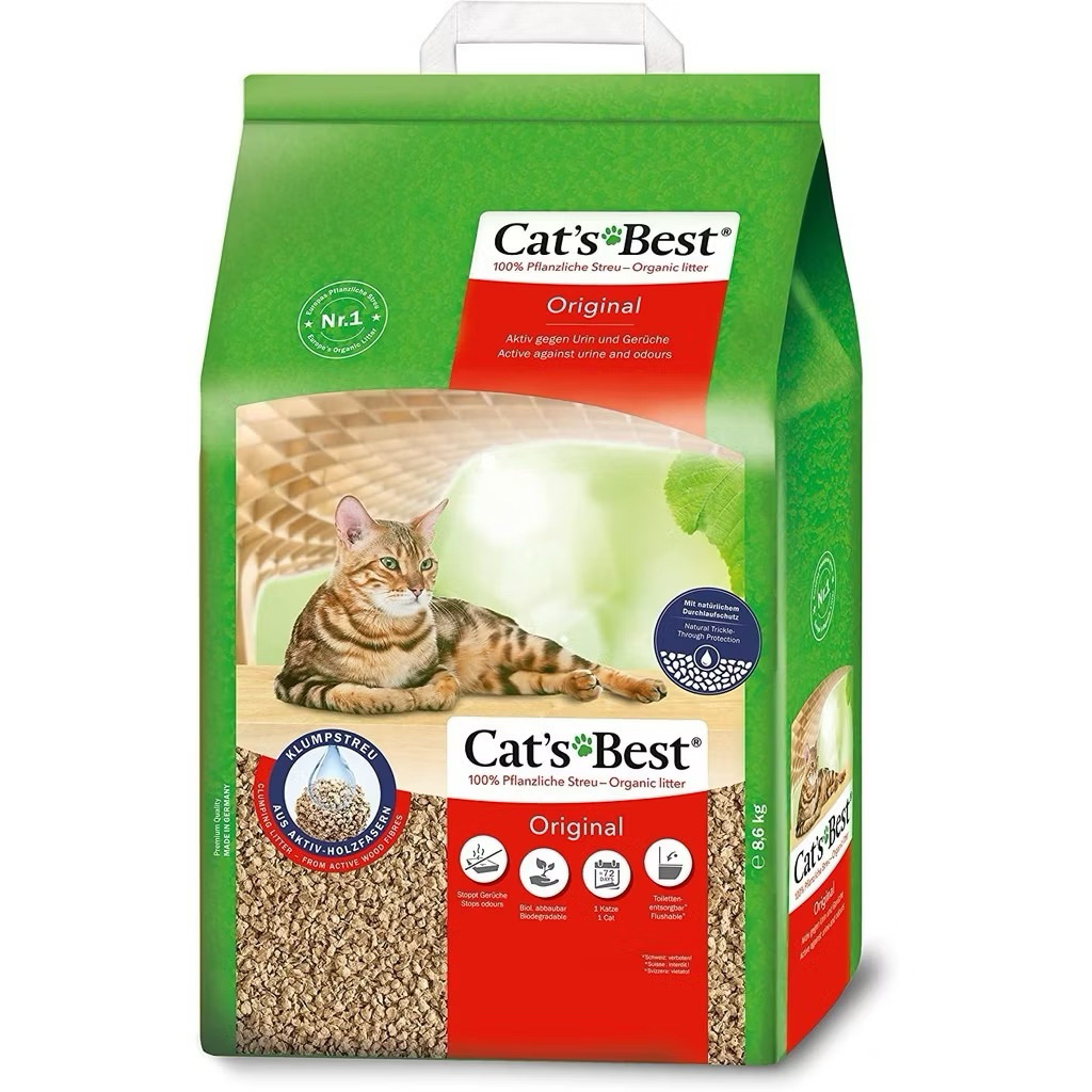 Cat's Best Cat Litter Original ทรายแมว แคทส์เบส ออริจินอล ทำจากไม้สน นำเข้าจากประเทศเยอรมนี ขนาด10-40L (ถุงแดง)