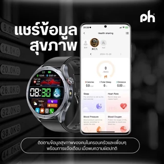 PureHealth Life Hr6 หน้าจอ amoled นาฬิกาวัดความดัน ไขมัน น้ำตาลในเลือด กรดยูริค รับสายโทรออก พร้อมระบบ SOS