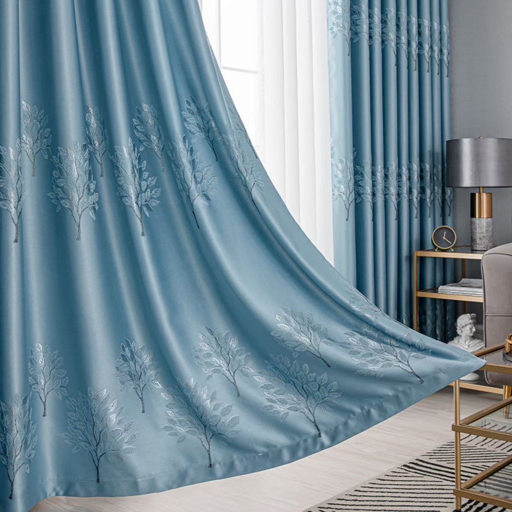 แนะนำ ผ้าม่าน ผ้าม่านห่วงตาไก่ กั้นห้อง กั้นแอร์ กันแดด ทึบแสง ปักลายต้นไม้ ม่านหน้าต่าง/ประตู มีหลายสี ราคาพิเศษ มีเก็บเงินปลายทาง