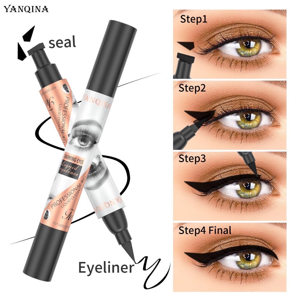 พร้อมส่งจ้า อายไลเนอร์ ปากกาอายไลเนอร์ อายไลเนอร์สีดำ แสตมป์สองหัว 2 in 1 ใช้งานง่าย (P62)
