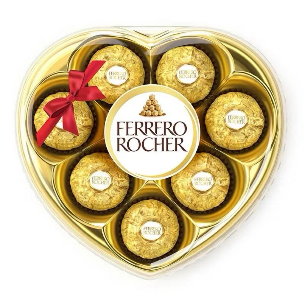 เฟอร์เรโร รอชเชอร์ช็อกโกแลตกล่องรูปหัวใจ 12.5กรัม แพค8 Ferrero Rocher Chocolate Heart Box 12.5g. Pack8