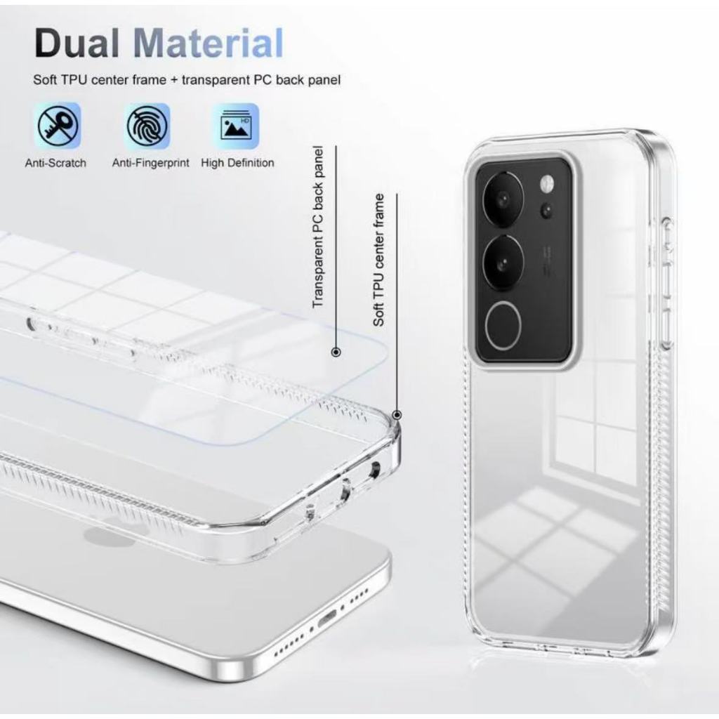 New เคสใสแข็ง เคสใสกันกระแทก ใช้สำหรับ Vivo V40 V40Pro V30 V30Pro V29 V29E เคสใสแบบแข็ง ป้องกันมือถือ
