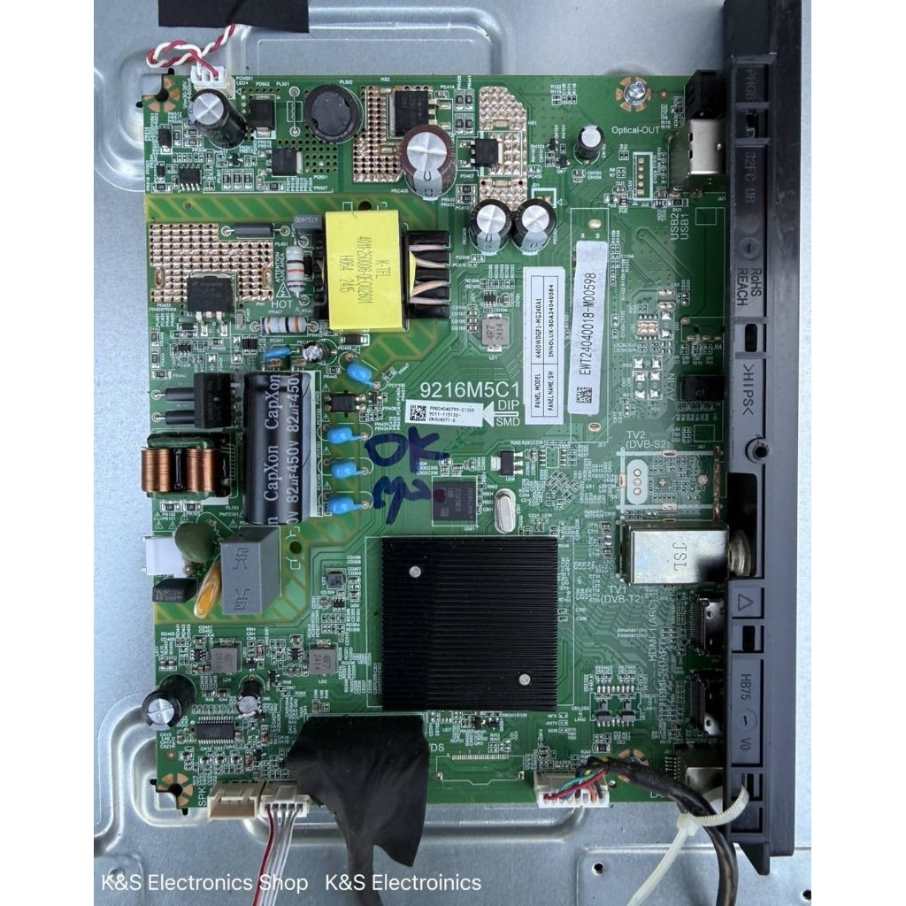 Mainboard Aconatic รุ่น 40HS410AN เวอร์ชั่นทีบาร์ V400HJ9-PE1 พาร์ท 9216M5C1อะไหล่แท้/ของถอดมือสอง ร