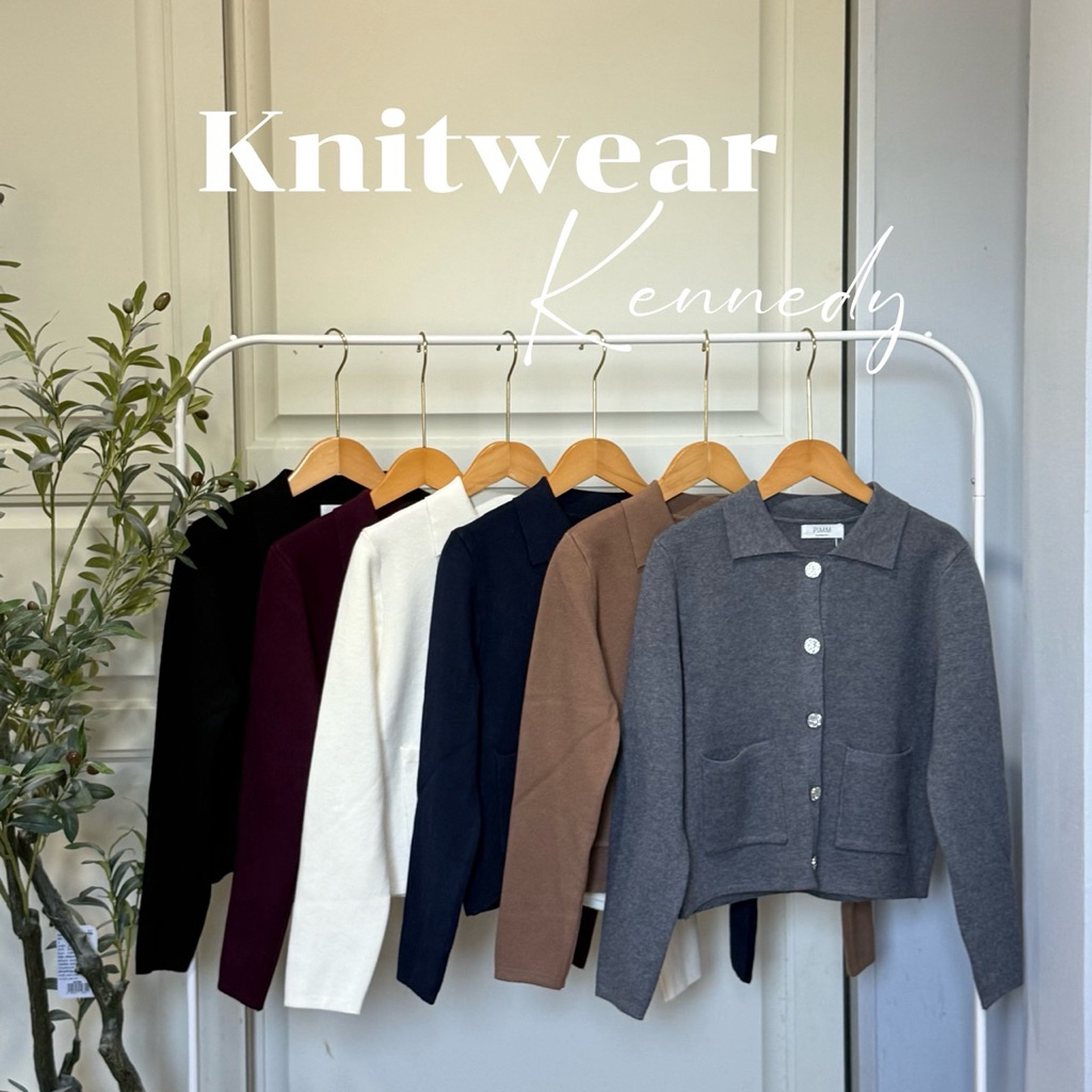 [ป้าย PIMM] เสื้อคาร์ดิแกนไหมพรมแขนยาว ดีไซน์คอปกสุภาพ เพิ่มความเรียบร้อยและดูแพง มาพร้อมกระดุมหน้าด