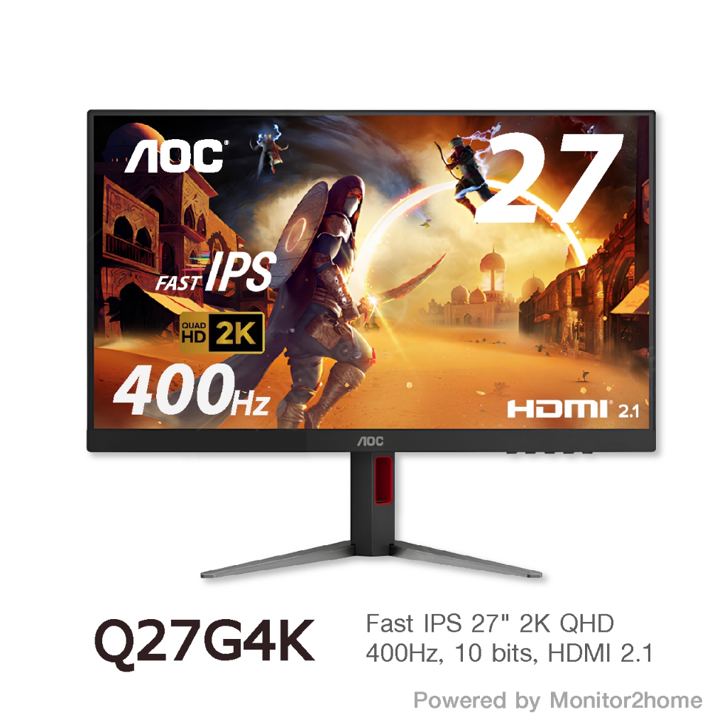 AOC Q27G4K Gaming Monitor Fast IPS 27" 2K QHD 400Hz, HDR400, 10 bits, HDMI 2.1 - 3 Yrs Warranty