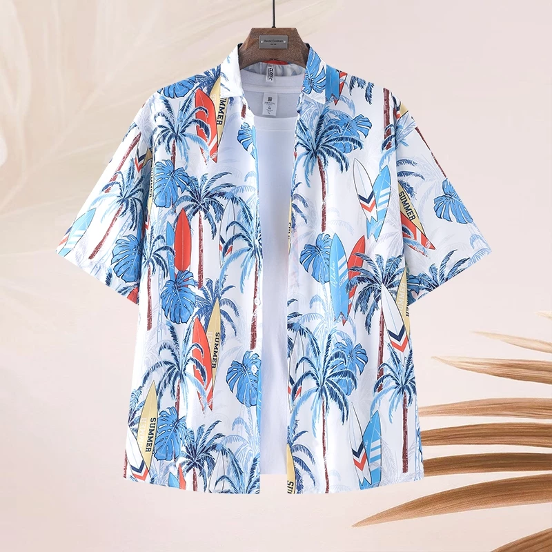 เสื้อเชิ้ตลายมะพร้าว แขนสั้นผู้ชาย สงกรานต์ 2025 - รูปที่ 1