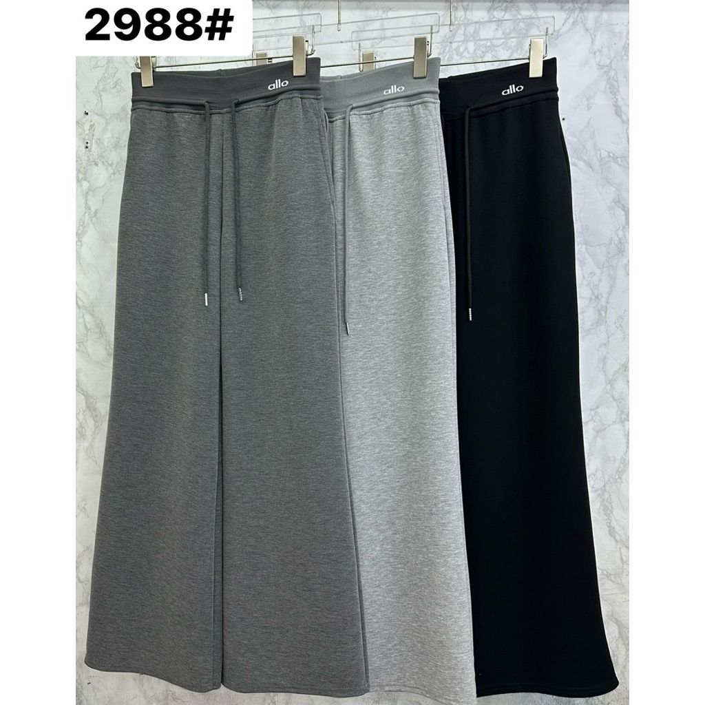 กางเกงขากระบอกเเอวสปอร์ต ปักallo เอวสปอร์ต แต่งเป๋าหลัง งานผ้าวอร์มนาโน #2988
